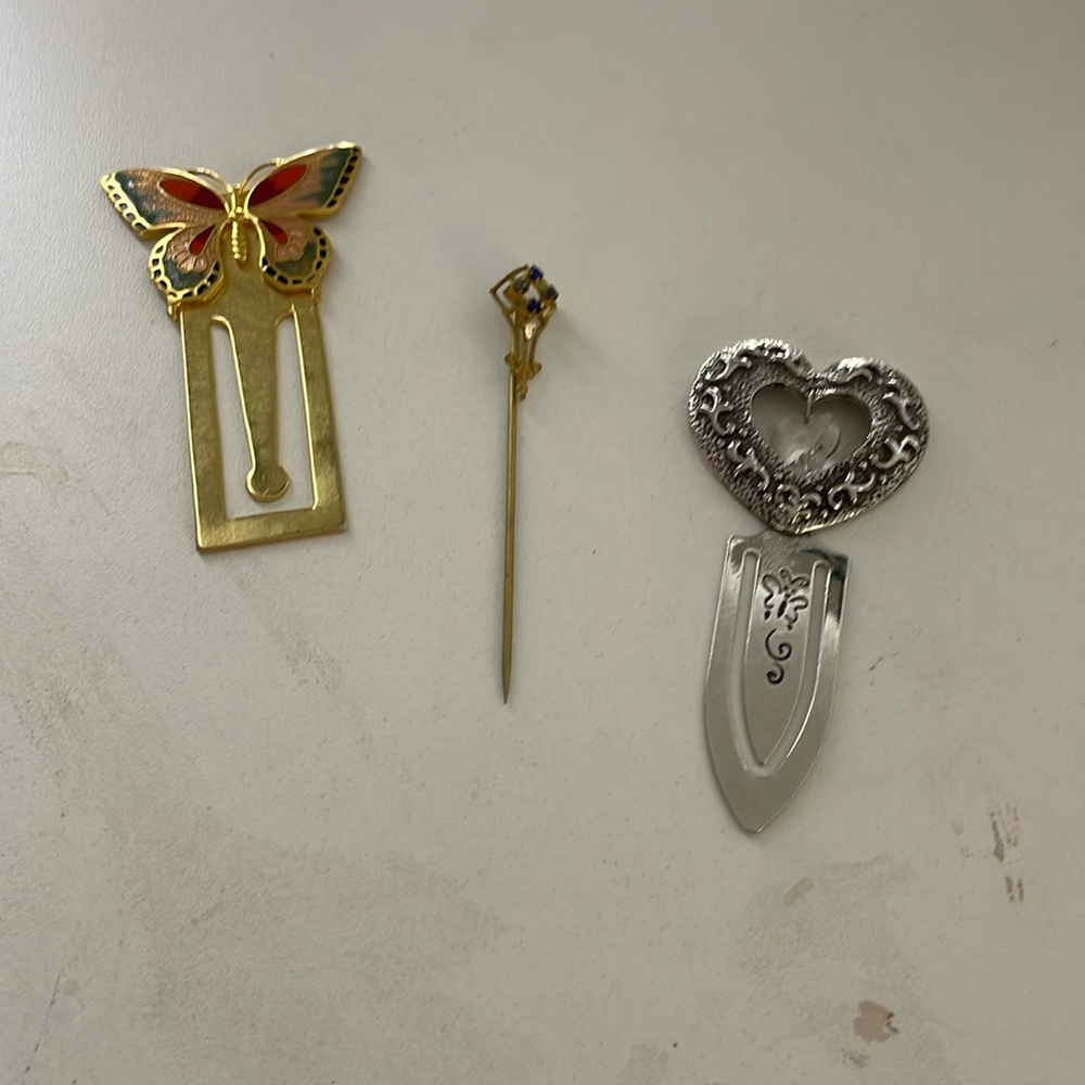 Fancy gold and silver book marks/ paper clip holders